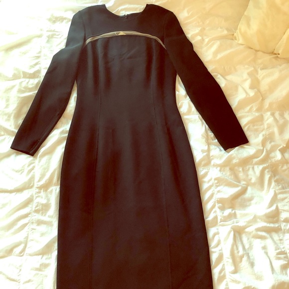Formal black below the knee long sleeve dress